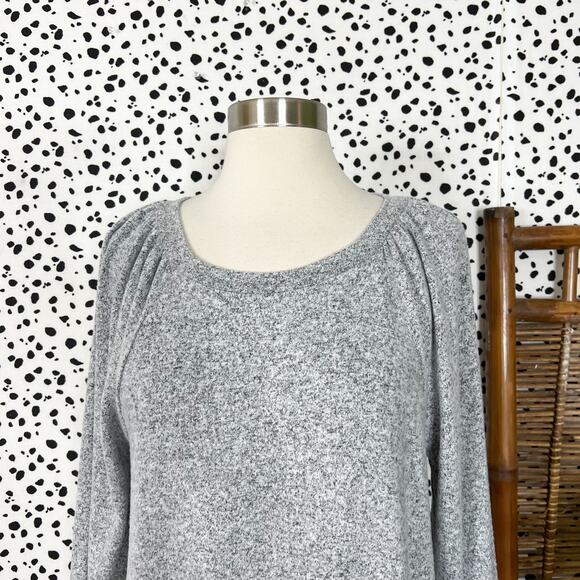 NEW Loft | Grey Puff Long Sleeve Marled Knit Pullover Sweater NWT S - Picture 2 of 11